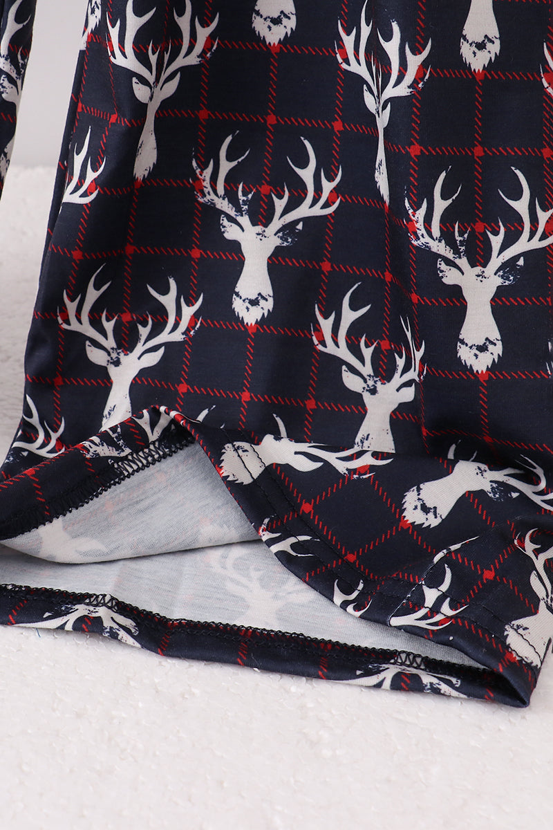 Navy deer print mom pajamas pants