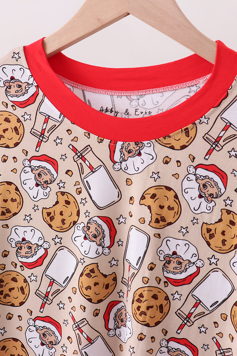 Santa milk biscuits bamboo mom pajamas set