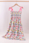 Pink enjoy beach smocked mom&me dress
