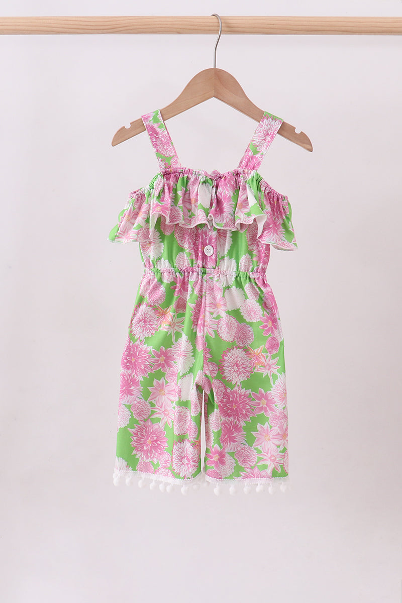 Pink floral ruffle jumpsuit